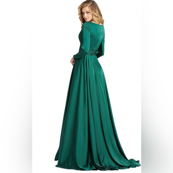 NWT Ieena by Mac Duggal Long Sleeve V Neck High Split Maxi Dress 2 - Picture 6 of 12